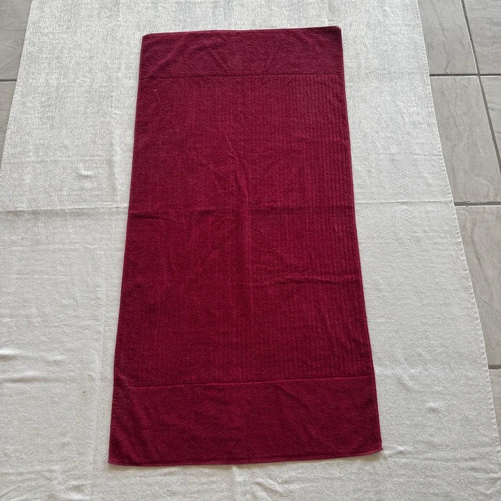 Vintage Pink Floral Bath Towel Lot 4 Cottage Granny Core Burgundy Retro Bath Vtg